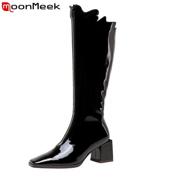 boots moonmeek 2021 plus size knee high women shoes patent leather zipper square toe fashion cool heels, Black
boots moonmeek 2021 plus size knee high women shoes patent leather zipper square toe fashion cool heels, Black