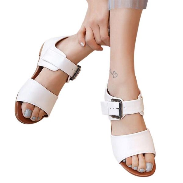 women shoes summer women's sandals fashion belt buckle flat bottom roman ladies british style for, Black
women shoes summer women's sandals fashion belt buckle flat bottom roman ladies british style for, Black