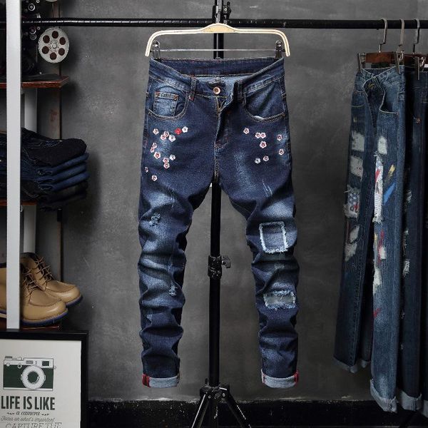 arrivals men's straight jeans slim casual trousers skinny black denim pants, Blue
arrivals men's straight jeans slim casual trousers skinny black denim pants, Blue
