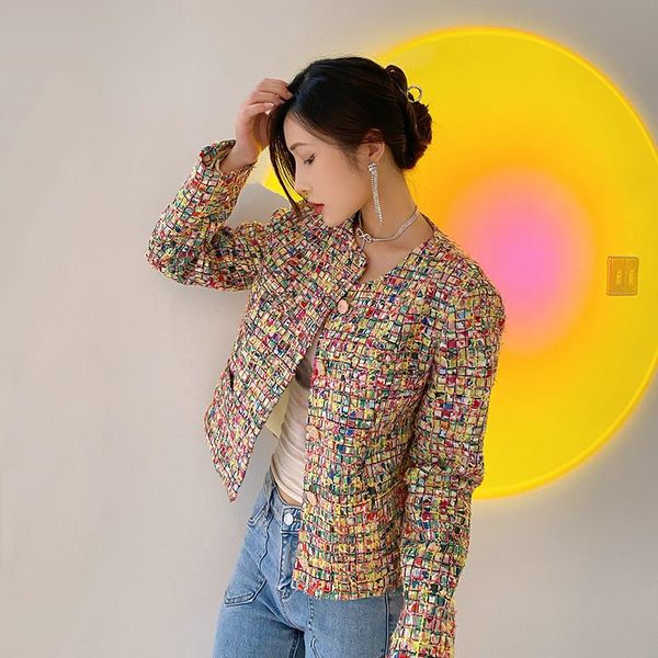 women's jackets color plaid woven tweed fashion luxury coat women long sleeve crop short button fall winter retro clothes, Black;brown
women's jackets color plaid woven tweed fashion luxury coat women long sleeve crop short button fall winter retro clothes, Black;brown