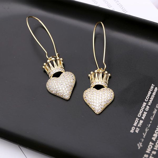 dangle & chandelier korea fashion jewelry luxury crown earrings for women micro pave cubic zirconia long heart dangler brand earring, Silver
dangle & chandelier korea fashion jewelry luxury crown earrings for women micro pave cubic zirconia long heart dangler brand earring, Silver