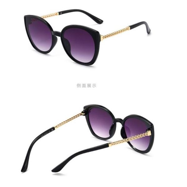 woman cat eye sunglasses metal gold chain temples outdoor leisure glasses sun visor, White;black
woman cat eye sunglasses metal gold chain temples outdoor leisure glasses sun visor, White;black