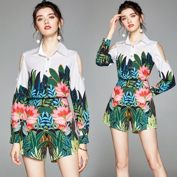 women's tracksuits spring summer fall runway 2pcs womens ladies sets retro vintage print collar long sleeve shirt blouse shorts suits o, Gray
women's tracksuits spring summer fall runway 2pcs womens ladies sets retro vintage print collar long sleeve shirt blouse shorts suits o, Gray