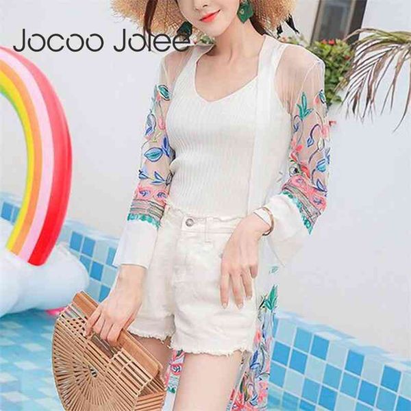 women fashion mesh floral embroidered jacket long sleeved thin perspective beach coats lady cardigan outerwear 210416, White
women fashion mesh floral embroidered jacket long sleeved thin perspective beach coats lady cardigan outerwear 210416, White