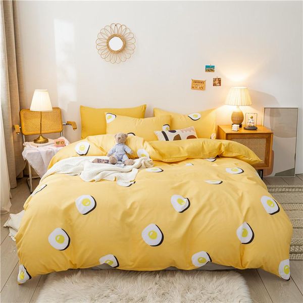 bedding sets poached egg cotton printed pillowcase, quilt cover, bed sheet, size bed, king four-piece set
bedding sets poached egg cotton printed pillowcase, quilt cover, bed sheet, size bed, king four-piece set