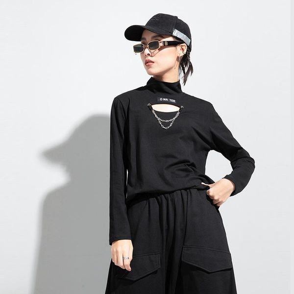 women's t-shirt tvvovvin spring stand collar hollow chian fashion streetwear loose long sleeve f074, White
women's t-shirt tvvovvin spring stand collar hollow chian fashion streetwear loose long sleeve f074, White
