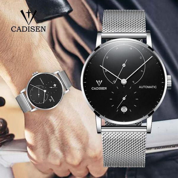 wristwatches watch for men cadisen business mechanical automatic calendar relogio masculino, Slivery;brown 
wristwatches watch for men cadisen business mechanical automatic calendar relogio masculino, Slivery;brown