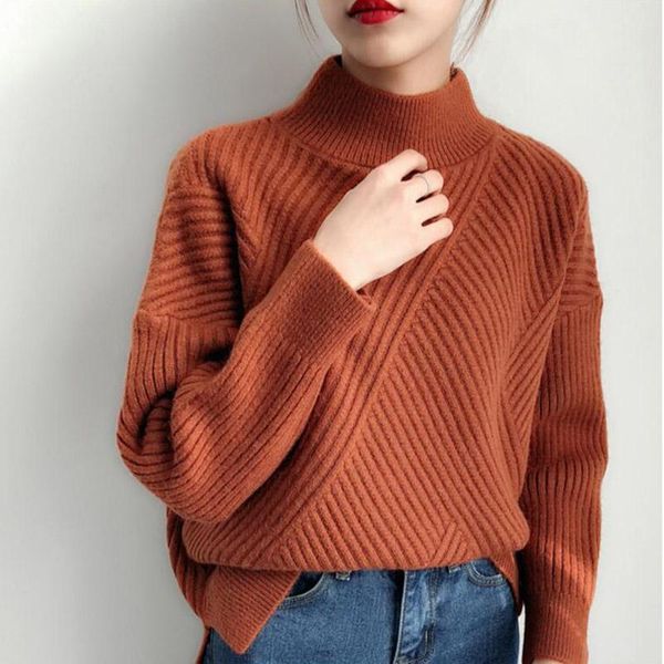 women's sweaters 2021 autumn winter thick warm women half turtleneck pullovers sweater female casual loose harajuku student cc653, White;black
women's sweaters 2021 autumn winter thick warm women half turtleneck pullovers sweater female casual loose harajuku student cc653, White;black