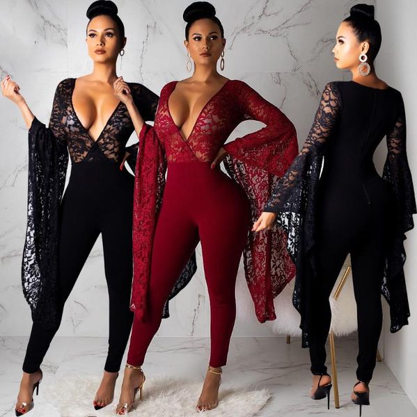 women's jumpsuits & rompers irregular sleeve lace stitching pants perspective women bodysuit casual skinny solid color, Black;white
women's jumpsuits & rompers irregular sleeve lace stitching pants perspective women bodysuit casual skinny solid color, Black;white