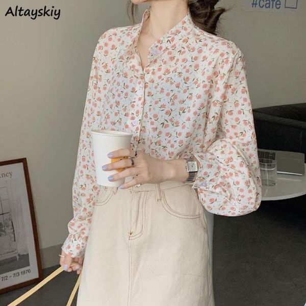 women's blouses & shirts women floral lantern sleeve elegant tender all-match stand collar stylish temperament retro chiffon sweet s-3x, White
women's blouses & shirts women floral lantern sleeve elegant tender all-match stand collar stylish temperament retro chiffon sweet s-3x, White