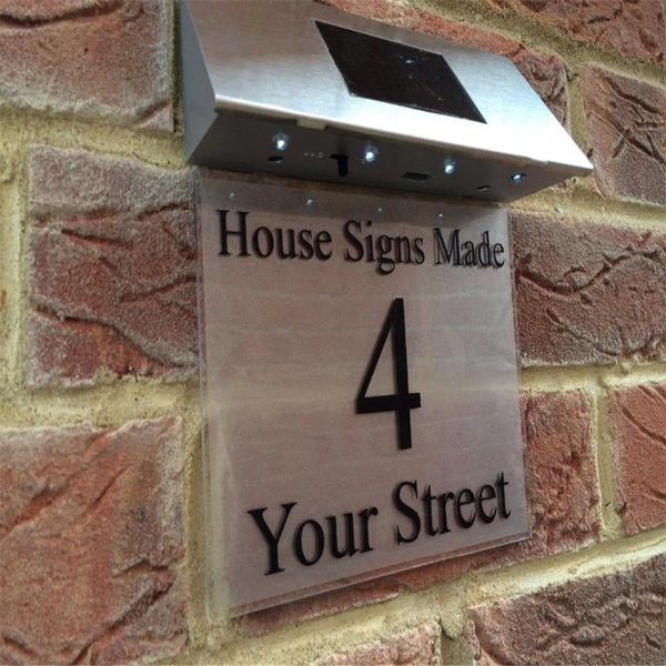other door hardware house sign with solar light / modern plaque number