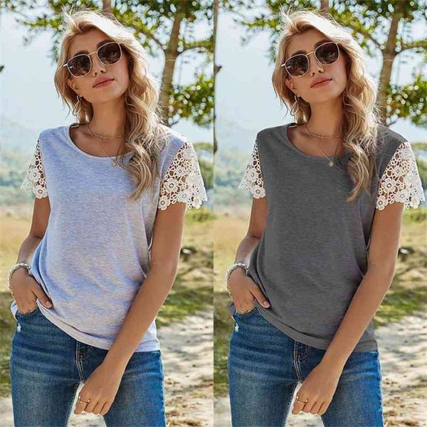 women's t-shirt 2021 spring and summer slim fit solid color pullover loose round neck lace short sleeve om5h, White
women's t-shirt 2021 spring and summer slim fit solid color pullover loose round neck lace short sleeve om5h, White