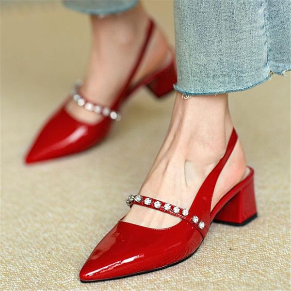 slingback sandals pumps women's bright cow leather diamonds pointed toe mid heel wedding dating nightclub shoes dress, Black
slingback sandals pumps women's bright cow leather diamonds pointed toe mid heel wedding dating nightclub shoes dress, Black