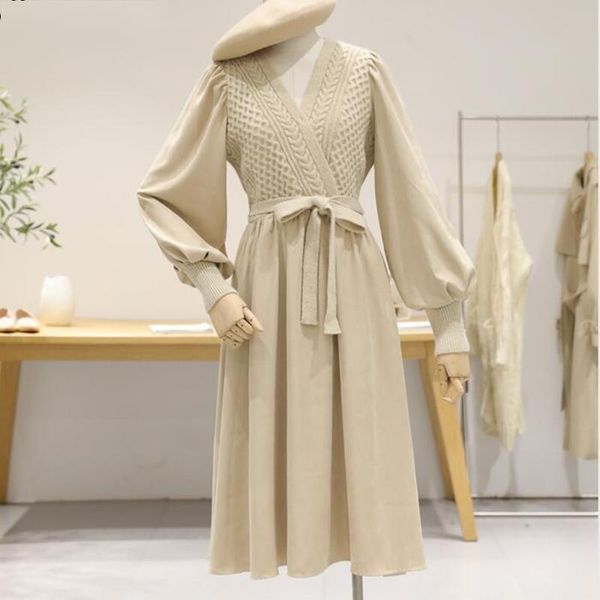 casual dresses puff sleeve sashes bow knee-length ol work sweater dress fall winter knitted women chic twist knit patchwork, Black;gray
casual dresses puff sleeve sashes bow knee-length ol work sweater dress fall winter knitted women chic twist knit patchwork, Black;gray