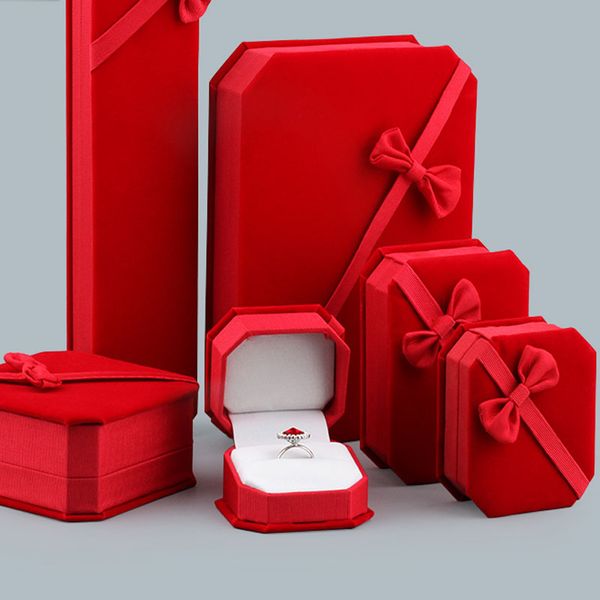 red velvet bowknot jewelry packaging storage boxes for pendant necklace charm bracelets ring earring bangle display wedding birthday decor, Black;white
red velvet bowknot jewelry packaging storage boxes for pendant necklace charm bracelets ring earring bangle display wedding birthday decor, Black;white