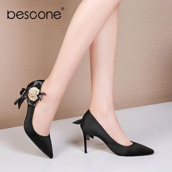 dress shoes bescone mature women pumps flower decoration slip-on shallow silk party fashion thin heels bo577, Black
dress shoes bescone mature women pumps flower decoration slip-on shallow silk party fashion thin heels bo577, Black