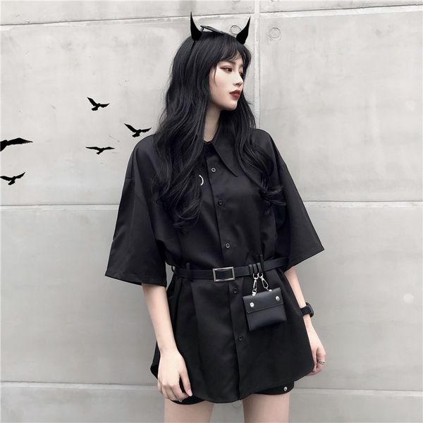 summer women's short-sleeved black shirt korean dark loose harajuku style gd505 210506, White
summer women's short-sleeved black shirt korean dark loose harajuku style gd505 210506, White
