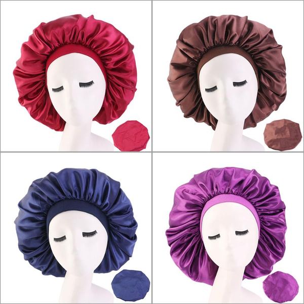 fshion women satin night sleep cap hair bonnet hat silk head cover wide elastic band shower household tool caps
fshion women satin night sleep cap hair bonnet hat silk head cover wide elastic band shower household tool caps