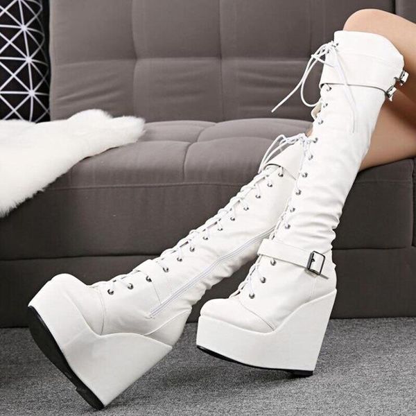 boots womens round toe platform knee thigh wedge high heel belt buckle long shoes knight riding lace up black white plus size
boots womens round toe platform knee thigh wedge high heel belt buckle long shoes knight riding lace up black white plus size