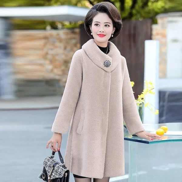 women's wool & blends winter jacket 2021 woolen coats mink fleece faux fur casual mid-length thick plus size m-5xl loose outwear female, Black
women's wool & blends winter jacket 2021 woolen coats mink fleece faux fur casual mid-length thick plus size m-5xl loose outwear female, Black