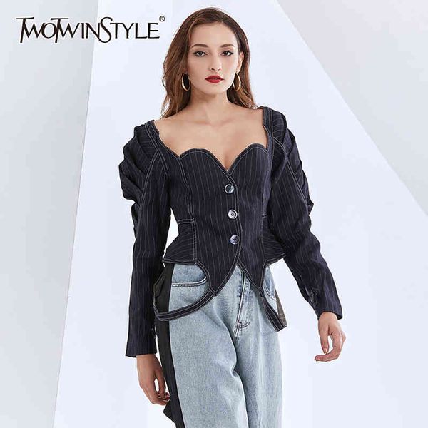 striped coat for women square collar puff long sleeve asymmetric hem designer jackets female clothing 210524, Black;brown
striped coat for women square collar puff long sleeve asymmetric hem designer jackets female clothing 210524, Black;brown