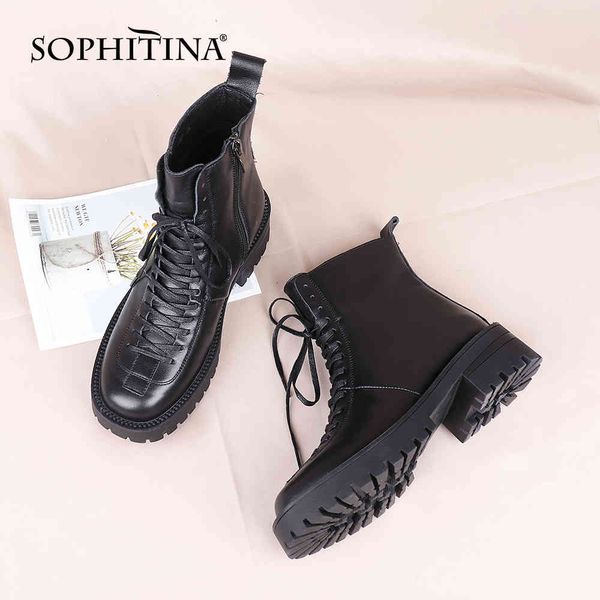 sophitina women's ankle boots lace up cow leather round toe non-slip clasicc platform winter women shoes pc844 210513, Black
sophitina women's ankle boots lace up cow leather round toe non-slip clasicc platform winter women shoes pc844 210513, Black