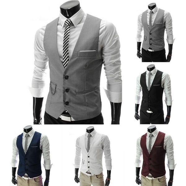 men's vests 2021 vest formal dress suit slim fit men male wedding party waistcoat homme sleeveless business jacket, Black;white
men's vests 2021 vest formal dress suit slim fit men male wedding party waistcoat homme sleeveless business jacket, Black;white
