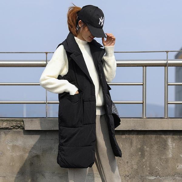 women's vests pure color lapel flap large pockets long temperament cotton vest autumn and winter style jacket women, Black;white
women's vests pure color lapel flap large pockets long temperament cotton vest autumn and winter style jacket women, Black;white