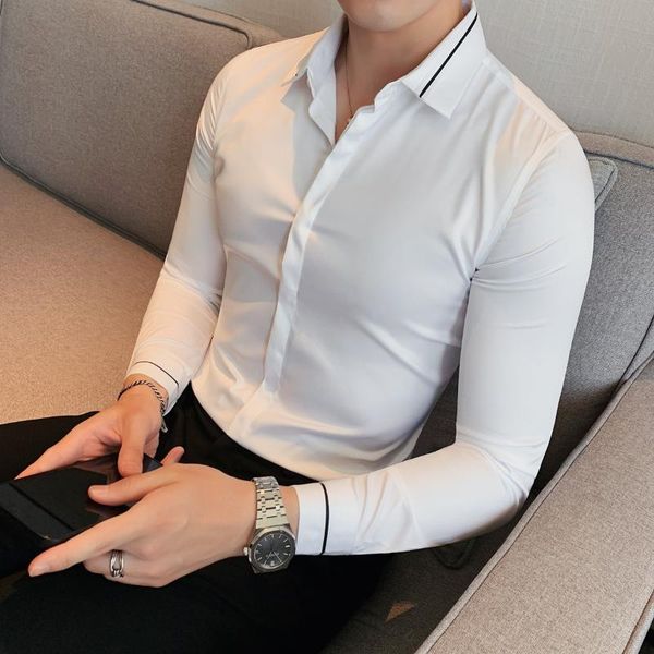 men's casual shirts autumn winter solid long sleeve tuxedo shirt men clothing 2022 simple slim fit office blouse homme formal wear, White;black
men's casual shirts autumn winter solid long sleeve tuxedo shirt men clothing 2022 simple slim fit office blouse homme formal wear, White;black