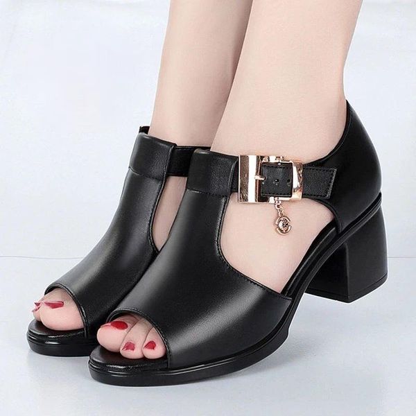 sandals fish mouth women's spring and summer style roman thick heels wild mid-heel women, Black
sandals fish mouth women's spring and summer style roman thick heels wild mid-heel women, Black