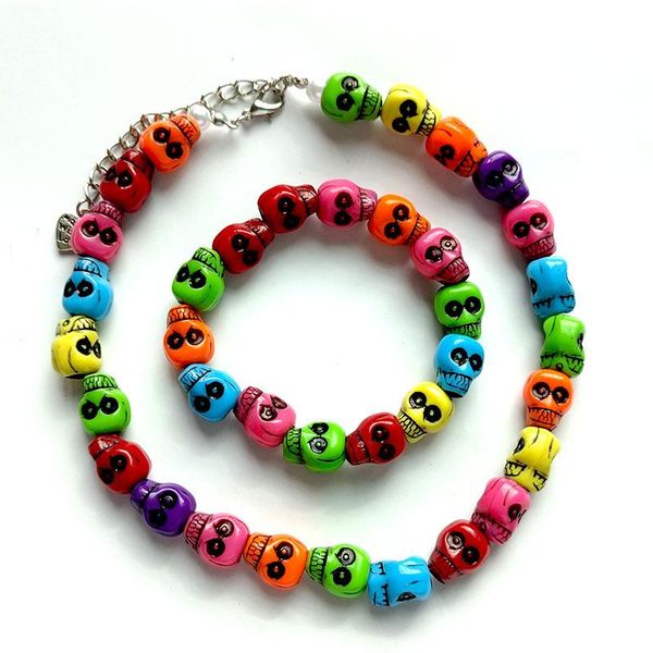 earrings & necklace harajuku colorful skull set resin ghost head beaded bracelet halloween human for women men, Silver
earrings & necklace harajuku colorful skull set resin ghost head beaded bracelet halloween human for women men, Silver