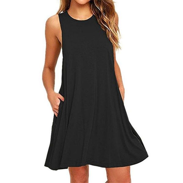 summer sleeveless casual dress women round neck loose beach with pockets dresses, Black;gray
summer sleeveless casual dress women round neck loose beach with pockets dresses, Black;gray