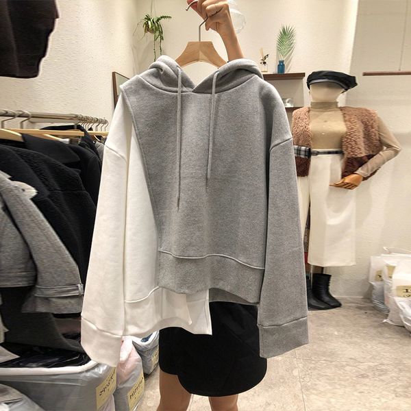 spring fashion female casual long-sleeved asymmetrical patchwork pullover gray hooded sweatshirts 8d986 210510, Black
spring fashion female casual long-sleeved asymmetrical patchwork pullover gray hooded sweatshirts 8d986 210510, Black