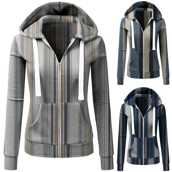 women's jackets winter clothes women casual hooded pockets stripe zipper long sleeve sweatshirt coat for 2021 chaqueta mu, Black;brown
women's jackets winter clothes women casual hooded pockets stripe zipper long sleeve sweatshirt coat for 2021 chaqueta mu, Black;brown
