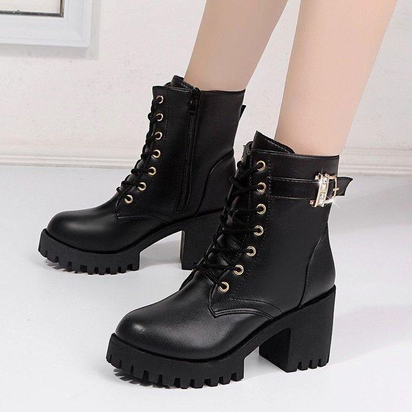boots drop women's autumn winter high heels fashion woman ankle female crystal buckle lace up platform shoes, Black
boots drop women's autumn winter high heels fashion woman ankle female crystal buckle lace up platform shoes, Black