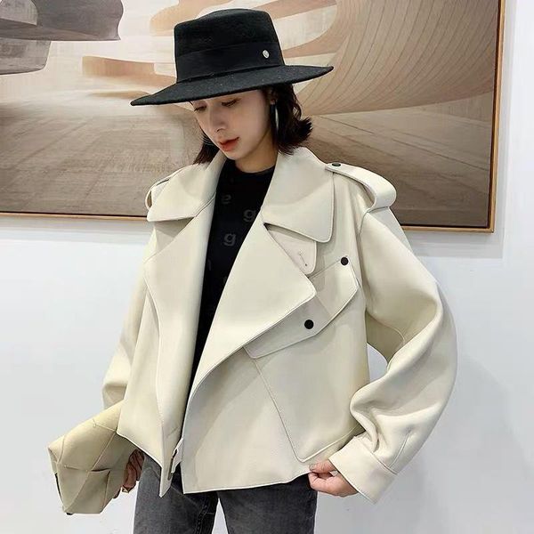 women's leather & faux 2021 autumn korean chic jacket women casual pu loose motorcycle jackets female solid long sleeve coats x529, Black
women's leather & faux 2021 autumn korean chic jacket women casual pu loose motorcycle jackets female solid long sleeve coats x529, Black