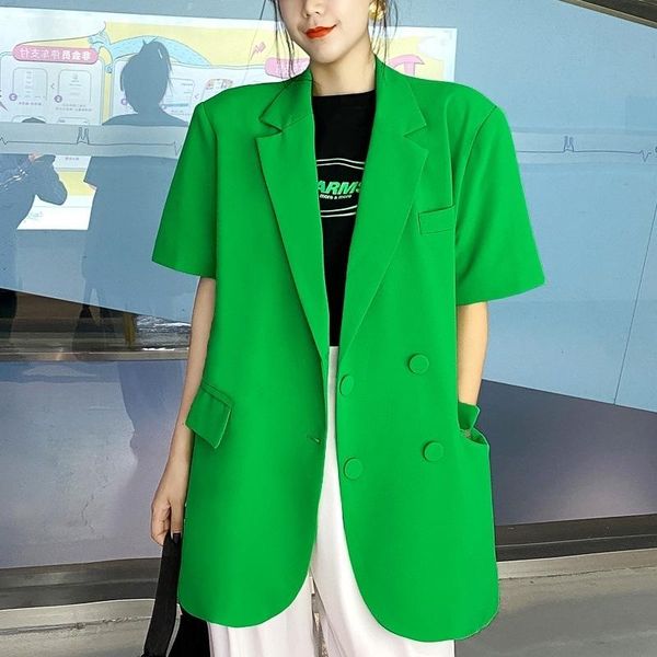 women's suits & blazers korean loose double-breasted solid color summer short-sleeved thin women coat jacket female clothes blazer, White;black
women's suits & blazers korean loose double-breasted solid color summer short-sleeved thin women coat jacket female clothes blazer, White;black