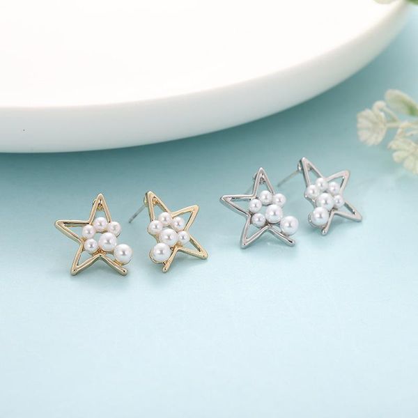 stud personality hollow open star earrings for women mujer gold color metal geometric imitation pearl statement brincos, Golden;silver
stud personality hollow open star earrings for women mujer gold color metal geometric imitation pearl statement brincos, Golden;silver