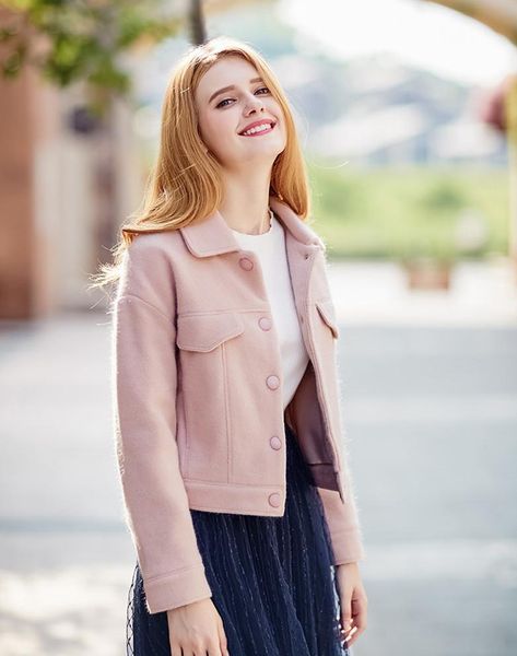 women's wool & blends arrival 2021 women coat girls woolen clothes autumn winter pink turn-down collar long sleeve short design clothin, Black
women's wool & blends arrival 2021 women coat girls woolen clothes autumn winter pink turn-down collar long sleeve short design clothin, Black