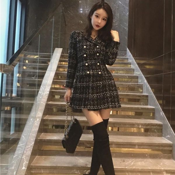 casual dresses high street womens spring autumn plaid tweed double breasted beaded mini ladies club party office warm dress women, Black;gray
casual dresses high street womens spring autumn plaid tweed double breasted beaded mini ladies club party office warm dress women, Black;gray