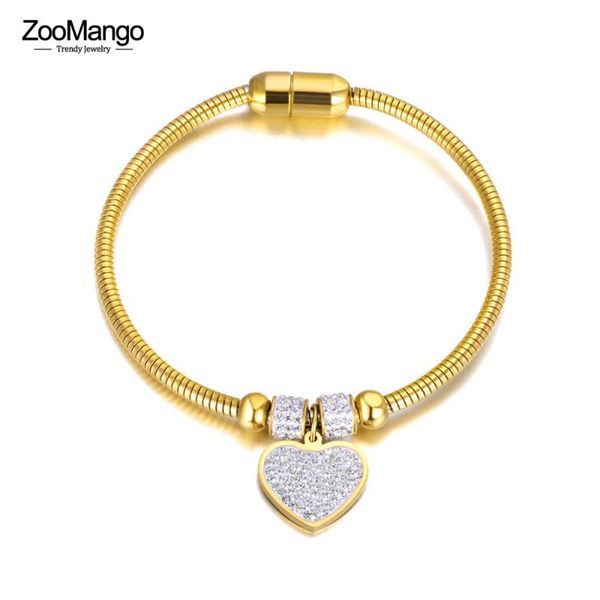 charm bracelets zoomango trendy 18k heart bracelet bangle magnet clasp bohemia party stainless steel cz crystal jewelry for women zb21009, Golden;silver
charm bracelets zoomango trendy 18k heart bracelet bangle magnet clasp bohemia party stainless steel cz crystal jewelry for women zb21009, Golden;silver