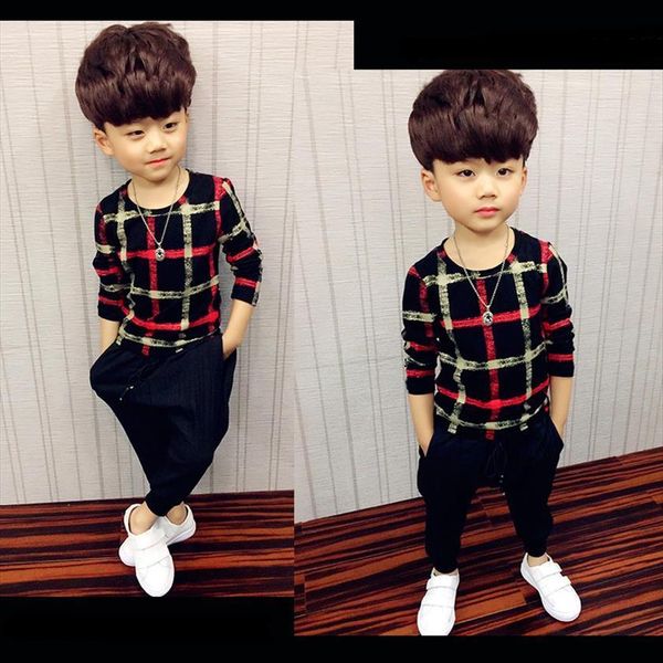 boy clothing tshirts kids spring autumn children t shirts for baby boys long sleeve toddlers 100160 plaid, Blue