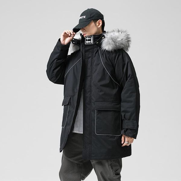 men's down & parkas winter coat mid-length loose hooded jacket thick warm and windproof solid color cotton, Black
men's down & parkas winter coat mid-length loose hooded jacket thick warm and windproof solid color cotton, Black