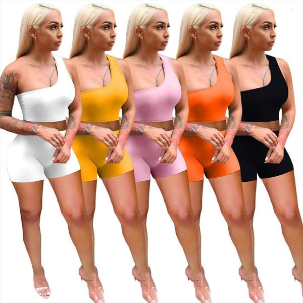 solid color fitness active womens tracksuits tracksuit one shoulder crop and shorts casual high street wear two piece set, Gray
solid color fitness active womens tracksuits tracksuit one shoulder crop and shorts casual high street wear two piece set, Gray
