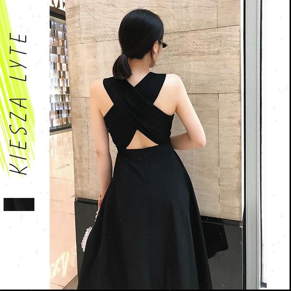 summer elegant hepburn style womens dresses black sleeveless back cross midi a line party fashion vestidos, Black;gray
summer elegant hepburn style womens dresses black sleeveless back cross midi a line party fashion vestidos, Black;gray