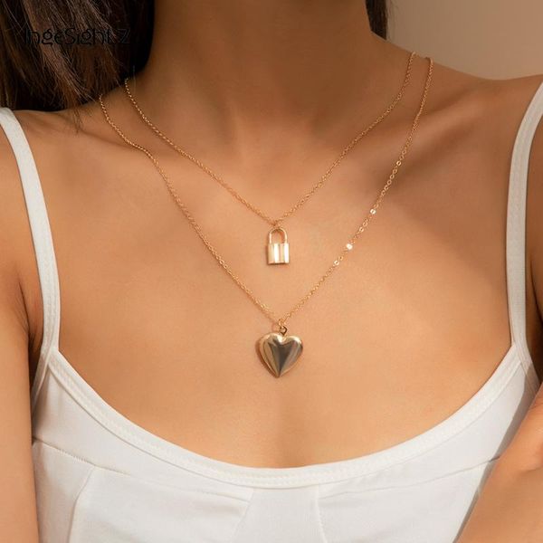 chains ingesight.z 2pcs/set cute love heart padlock pendant necklace women multi layered gold color link chain choker necklaces jewelry, Silver
chains ingesight.z 2pcs/set cute love heart padlock pendant necklace women multi layered gold color link chain choker necklaces jewelry, Silver