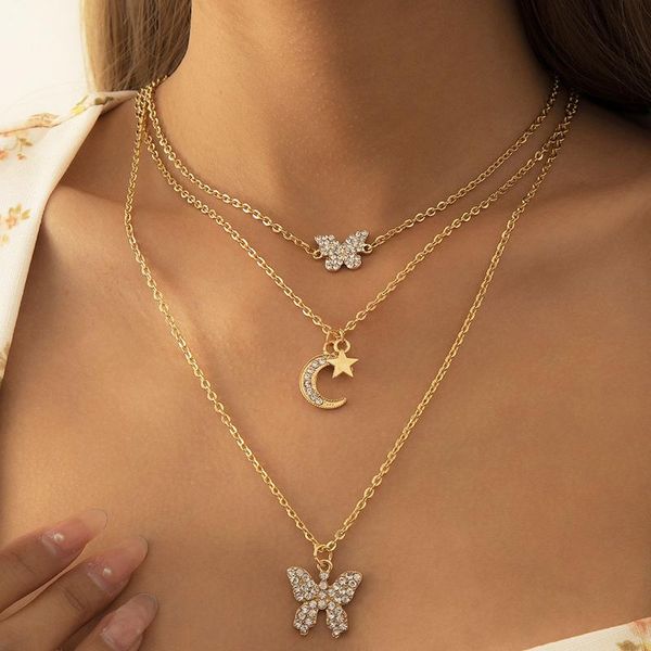 pendant necklaces bohemian crystal butterfly necklace women's retro fashion simple rhinestone moon star girl jewelry, Silver
pendant necklaces bohemian crystal butterfly necklace women's retro fashion simple rhinestone moon star girl jewelry, Silver