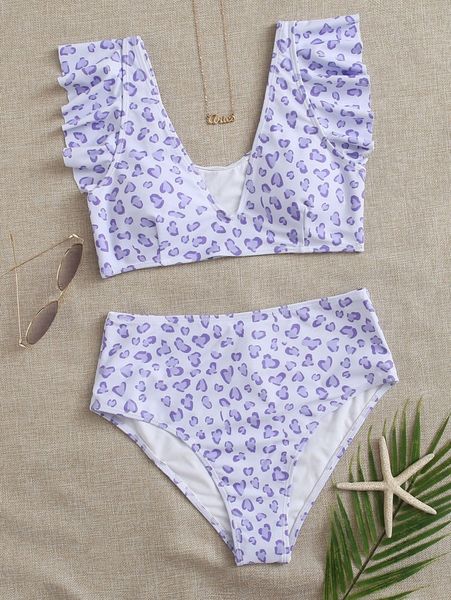 allover print ruffle bikini swimsuit t5j8#, White;black
allover print ruffle bikini swimsuit t5j8#, White;black