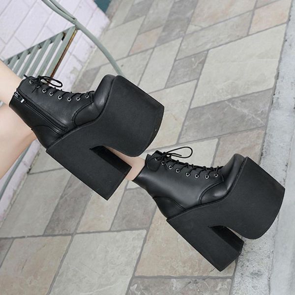 brand sale big sizes 43 magical super height increases thick platform high heels cool chic ankle boot shoes women boots, Black 
brand sale big sizes 43 magical super height increases thick platform high heels cool chic ankle boot shoes women boots, Black