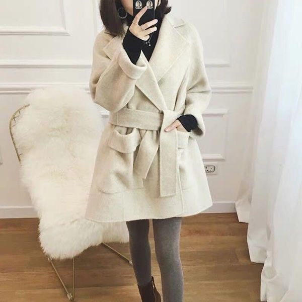 women's wool & blends reversible cashmere coat winter jacket mid-long suit collar high-end woolen coats lady black beige outerwear with
women's wool & blends reversible cashmere coat winter jacket mid-long suit collar high-end woolen coats lady black beige outerwear with
